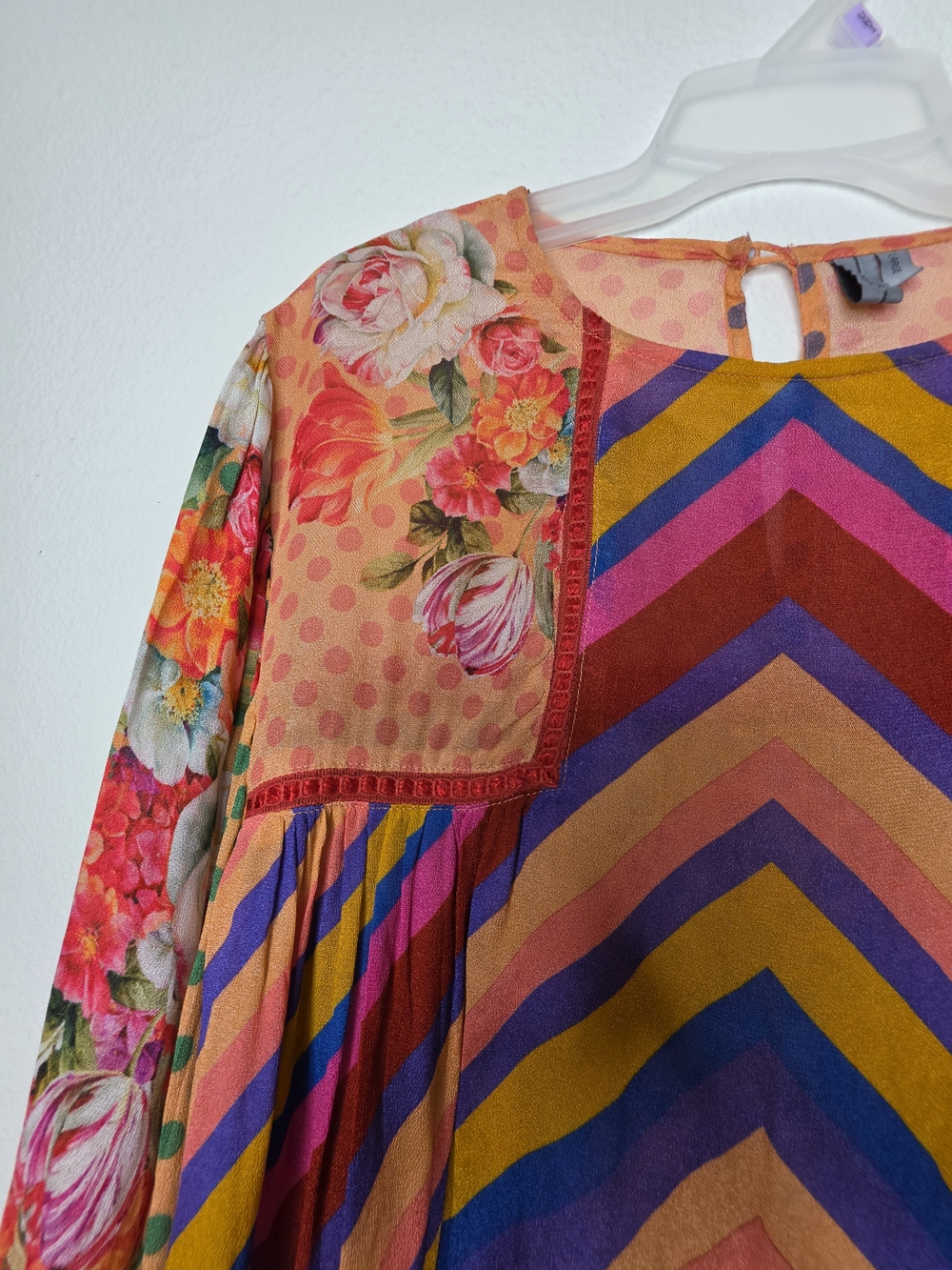 bl.nk by Anthropologie size L Multicolor Woven Floral boho Balloon Sleeve Blouse - Picture 5 of 14